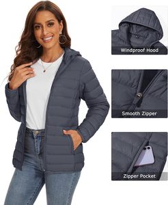 Chaquetas de burbuja hinchadas de talla grande para mujer, chaqueta acolchada con cremallera transpirable OEM personalizable para invierno - Product Image 5