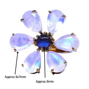 Anillo de labradorita arcoíris de Plata de Ley 925 chapado en oro blanco estilo clásico para bodas y fiestas - Product Image 6