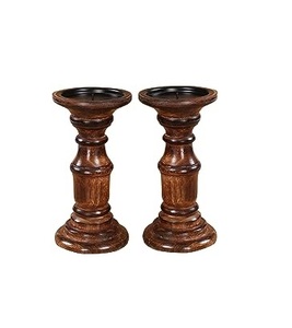Porte-bougie rond en bois fait main, écologique, très vendu, décoration de table de Noël - Product Image 1