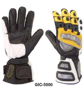 Gants de moto en cuir à doigts entiers, paume renforcée, fermeture à boucle et crochet, revêtement en polyuréthane, résistant à l'usure, unisexe - Product Image 4