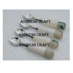 Haute qualité en acier inoxydable marbre et métal incrustation poignée nourriture cuillère ensemble fête d'anniversaire Table décorer utiliser des ensembles de cuillères à mesurer - Product Image 2