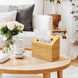 ¡PRODUCTO NUEVO! Tienphong 2025 cubierta de caja de toallas en cubierta de caja de pañuelos de bambú natural para el hogar, oficina, decoración de baño - Product Image 2
