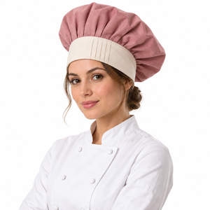 Premium Women <b>Chef</b> Cap Cotton Blend Kitchen <b>Hat</b> Breathable Fabric Comfortable Fit Professional Culinary Restaurant Workwear OEM - Product Image 1