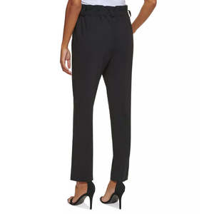 Pantaloni DKNY da donna a vita alta con bottoni a pressione, stile Paperbag, anti-piega, traspiranti, neri, a gamba dritta, stile Office Lady, taglia XL - Product Image 2