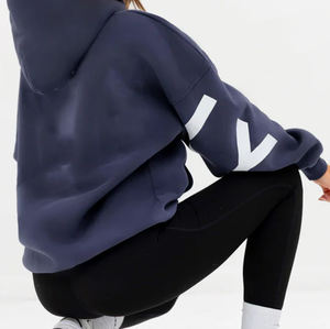 Hot Selling Hoodie Heavy Weight Custom Logo 400gsm 52% Cotton 48% Polyester Solid Color Blank Oversized Plus Size ladies Hoodies - Product Image 6