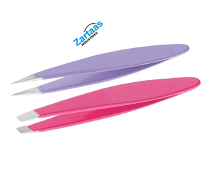 Mini juego de pinzas de Punta inclinada y punta para cejas, vello facial, pelos encarnados, fabricante de instrumentos de belleza - Product Image 5