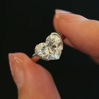 Bague élégante pour femme avec demi-besace en forme de cœur, diamant de laboratoire, or rose, or blanc, argent, plaqué or, certifiée IGI, couleur D-E-F, tendance
