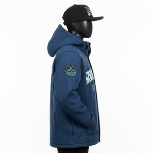 <b>Men</b> Softshell Jacket Breathable Windproof Softshell GSM <b>Blue</b> Structured Panels Custom HeatTransfer Logo softshell Jacket for <b>man</b> - Product Image 3