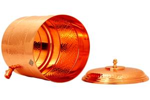 IndianArtVilla Dispensador de agua de cobre hecho a mano con diseño de soporte martillado para almacenamiento y servicio - Product Image 3