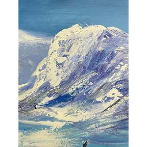 Fatto a mano 100% Abstrac moderno 36in X 24in neve montagna pittura ad olio su tela parete arte paesaggio stampato - Product Image 4