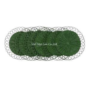 Green Floral Rattan <b>Placemat</b> Made From Natural Rattan For <b>Dining</b> <b>Table</b> Decoration And Home Interior - Product Image 1