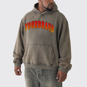 Sweat à capuche en molleton 100% coton haut de gamme pour homme, broderie personnalisée, logo 3D en relief, impression numérique, hiver, poids lourd, surdimensionné - Product Image 5