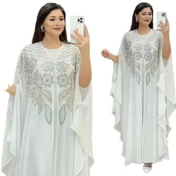 African 2 Piece Outfit Muslim Kaftan Abaya Dress Women Dubai Turkish Chiffon Party Dresses Elegant Evening Gown 2024 NEW