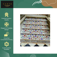 Nouvelle Arrivée en Stock : Escalier Moderne Haut de Gamme en Marbre Incrusté de Médaillons Écologiques et Élégants, Idéal pour l'Intérieur
