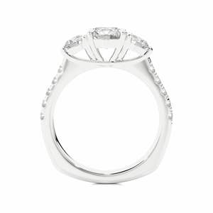 แหวนเพชรหินสามชิ้นสำหรับผู้หญิงชุดง่ามทรงกลมตัด - Product Image 3