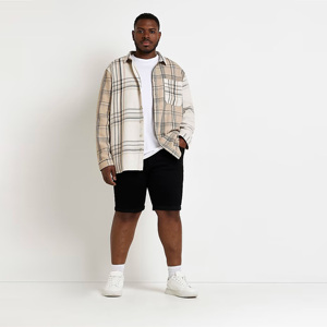 70% Cotton 2% Elastane 28% Polyester Skinny Fit <b>Denim</b> <b>Fabric</b> Turned Hem Belt Loops Black Skinny Fit <b>Denim</b> Shorts - Product Image 4