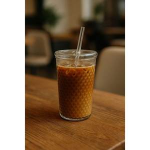 Taza Moderna para Café Helado ERKUGO de 650 ml, de Vidrio Borosilicato con Tapa de Vidrio, Apta para Lavavajillas, para Uso en el Hogar y Fiestas - Product Image 4