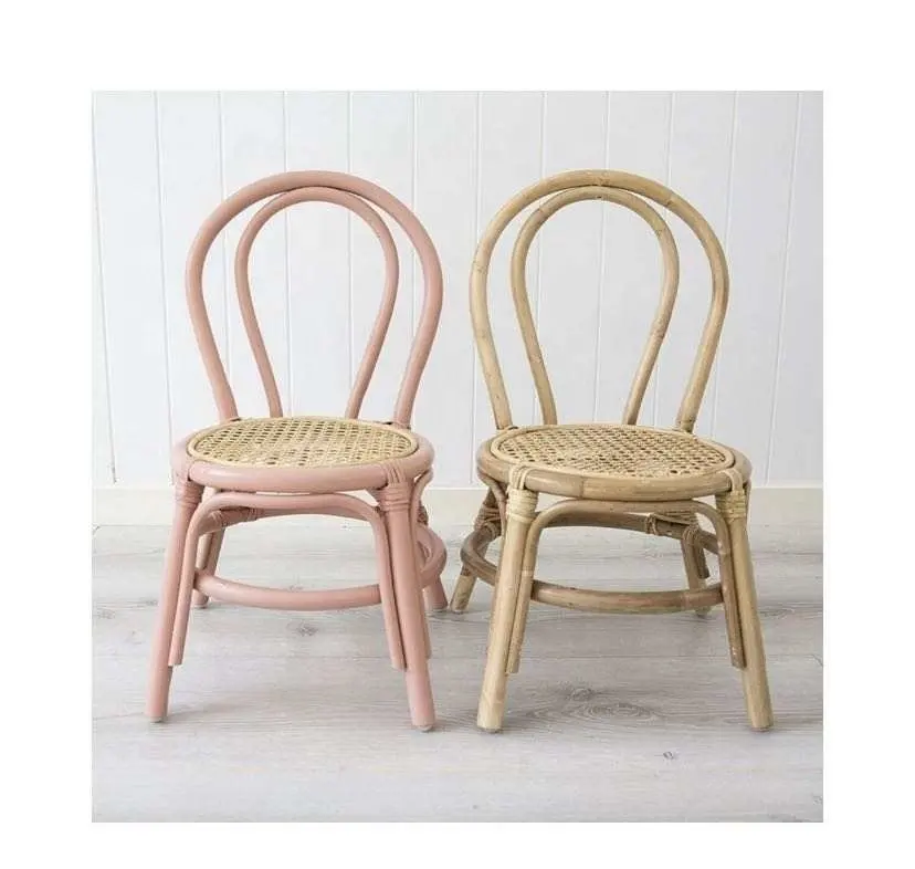 Sedia da bambino Vintage in Rattan organico per camera dei bambini mobili per bambini decorazioni per la casa prezzo all'ingrosso di alta qualità