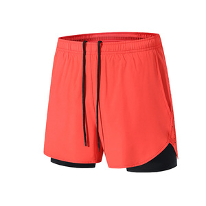 Short de course de sport de couleur unie respirant avec poches latérales 2 en 1 Short d'été pour hommes avec cordon de serrage personnalisé expédition DDP - Product Image 5