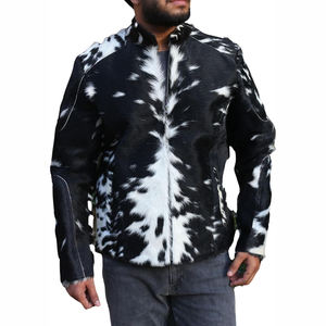 Nouveautés Veste en cuir avec logo et design personnalisés en poils de vache pour hommes Mode Vente chaude Veste en cuir avec poils de vache pour hommes - Product Image 1