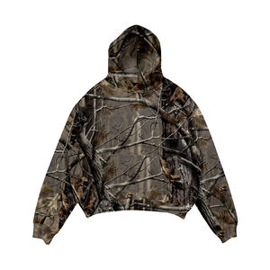 เสื้อมีฮู้ดพิมพ์ลายต้นไม้ดิจิทัลใส่ได้ทั้งชายและหญิงเสื้อสวมหัวโอเวอร์ไซส์กรด Washi Boxy พิมพ์ลายต้นไม้จริงผ้าฝ้าย100% - Product Image 6