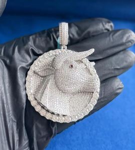 จี้เพชรรูปแพะ 14k ชุบทองคำขาว เงินแท้ 925 งานสั่งทำพิเศษ ดีไซน์สุดเท่ คลาสสิกตลอดกาล ประดับเพชรระยิบระยับ รับรองโดย IGI พร้อมสายแบบงู - Product Image 2