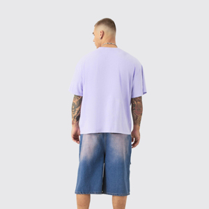 เสื้อยืดคอกลมแขนสั้นผู้ชายทรงโอเวอร์ไซส์ สีลาเวนเดอร์ ผ้าฝ้าย ลำลอง สีพื้น แบรนด์ Trackstar รับผลิตแบบ OEM ป้ายกำกับส่วนตัว รุ่น TSI-G05-P0443 - Product Image 3
