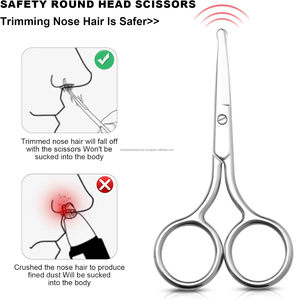 Tijeras Profesionales Premium de Acero Inoxidable con Punta Redondeada para Recortar el Vello de la Nariz, Manicura, Uñas y Cejas - Product Image 2