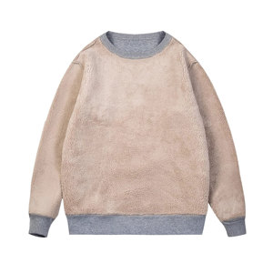 Meilleure qualité hommes 100% coton polaire pull sweats Sherpa doublé basique hauts chaud col rond hiver basique hauts teint uni - Product Image 2