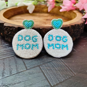 Boucles d'oreilles perlées de graines colorées unisexe chien maman motif fleuri classique fête mode goutte bijoux - Product Image 1