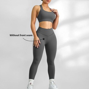 Yoga Factory Custom Women Workout Fitness Ropa Gimnasio Fitness Sujetador deportivo de dos piezas y mallas Yoga Active Wear Sets - Product Image 2