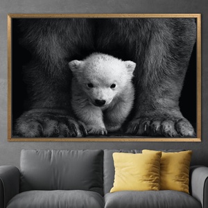 Printed Canvas: Baby Polar Bear, Animal Wild Artwork, Trendy Art,1P:Gold <b>Framed</b> - Product Image 1