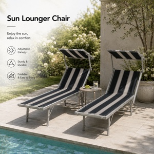 Chaise longue <span class=keywords><strong>de</strong></span> <span class=keywords><strong>plage</strong></span> pliable italienne en aluminium avec parasol, chaise longue <span class=keywords><strong>de</strong></span> <span class=keywords><strong>plage</strong></span> pliable avec parasol - Product Image 2