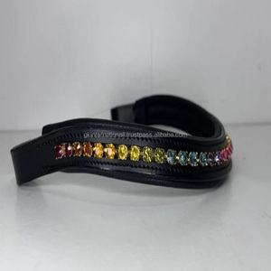 Forma curva Arco Iris diamante Bling cadena Canal vacío acolchado cuero caballo ceja banda en tamaños de mazorca completo pedido al por mayor - Product Image 6