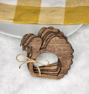 Porte-serviettes marron en forme de dinde des plus précieux Table à manger décorative de cuisine Porte-ronds en bois fabriqués à la main - Product Image 1