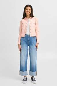 Hot Selling Custom <b>Rose</b> Smoke Women's Denim Jacket Chest Pockets And Button Fastening Designed <b>For</b> Women <b>For</b> All Seasons Comfort - Product Image 5