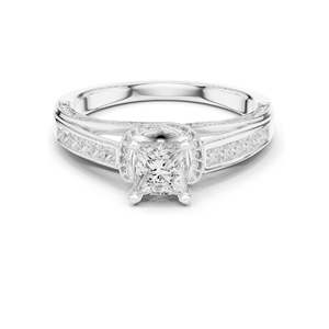 Bague en diamant de laboratoire taille princesse 1,156 CT pour femme, clarté VVS-VS EF, or 18 carats, 14 carats, 10 carats et argent 925, rose, jaune, blanc - Product Image 1