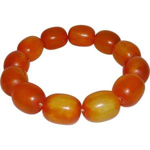 Pulsera de cuentas de resina gruesas en tono ámbar de moda, con detalles dorados, forma redonda y cúbica, joyería hecha a mano, pulsera elástica brillante y llamativa. - Product Image 2