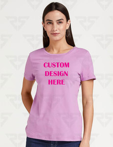 T-shirt en coton à col rond Preneum pour femmes Logo imprimé Service OEM Vente en gros T-shirt de symbole de couleurs personnalisées - Product Image 3