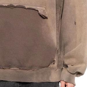 Sudaderas con Capucha de Mezclilla Lavada al Ácido, Estilo Desgastado, Hechas a Medida, 100% Algodón, Unisex, para Invierno, con Logotipo Personalizado, en Oferta - Product Image 2