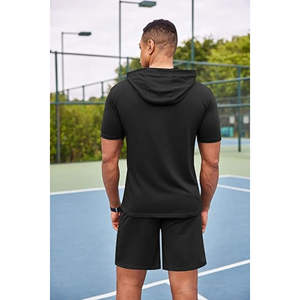 Custom Logo Two Piece Set for <b>Men</b> <b>Short</b> Sleeve Top with <b>Shorts</b> Stylish Fitness Set for Summer Workouts or Daily Use - Product Image 4
