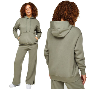 Ensemble de pantalons de survêtement évasés de haute qualité pour femmes pull à capuche survêtements motif solide à la mode à capuche Jogging costume pour l'hiver - Product Image 6
