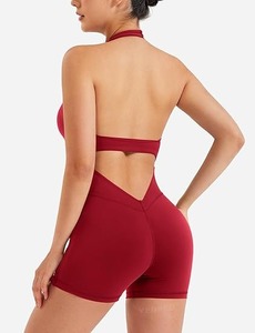 2025 entrenamiento sin costuras Yoga gimnasio Bodycon mamelucos Sexy Racerback Control de barriga sujetador acolchado traje cómodo correr Yoga chándal - Product Image 4