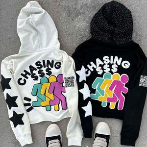 Fabricant Boxy Pull unisexe surdimensionné Couleur solide Logo personnalisé Broderie Sweat-shirt Rhinestone Puff Print Cotton Hoodie - Product Image 2