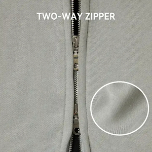 เสื้อฮู้ดผ้าฝ้ายเฮฟวี่เวทสำหรับทุกเพศ, เสื้อครอปแบบมีซิปรูดสองทางซิปผ้าฟลีซฝรั่งเศสสำหรับฤดูหนาว XS - Product Image 3