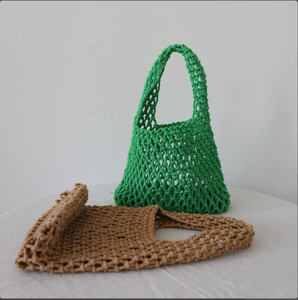 Sac fourre-tout évidé en corde de coton Macaron Sac tressé en paille multicolore Sacs de plage en macramé au crochet directement du fournisseur indien - Product Image 2