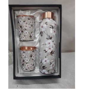 Best Grade Rust Free Heavy Duty Copper <b>Bottle</b> with <b>Glass</b> Set with Durable Cap & Traditional Look for Gifting & Regular Drinking - Product Image 3