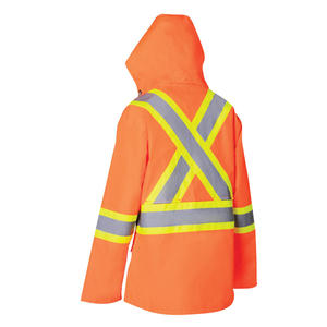 Veste de pluie haute visibilité pour femme avec capuche rétractable Vêtements de sécurité réfléchissants pour temps humide - Product Image 4