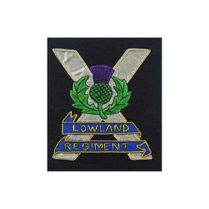 Haute qualité 10cm X 9cm fabricant fil d'or Bullion Blazer Badge brodé Lowland Regiment coudre avec décoration en dentelle - Product Image 1
