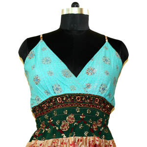 Vestido Largo Maxi Boho de Seda Reciclada Ecológica para Mujer, Talla Única, Estilo Hippie para la Playa, con Cintura Elástica - Product Image 6